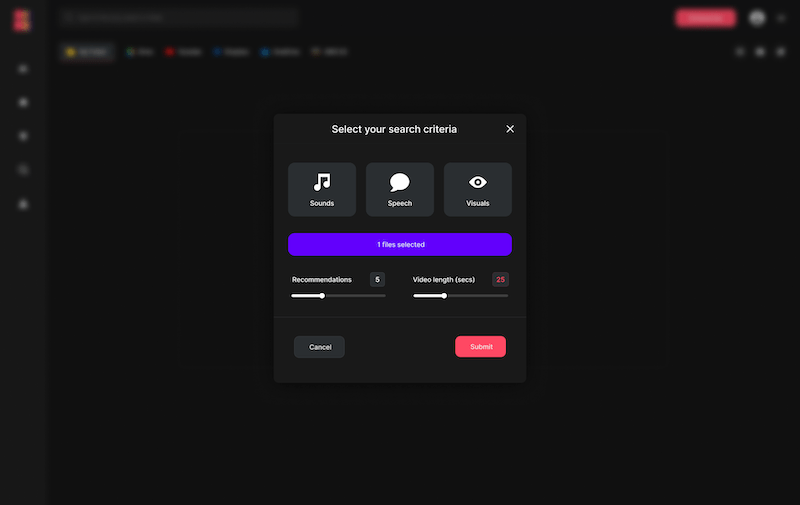 Select the modality of your AI search